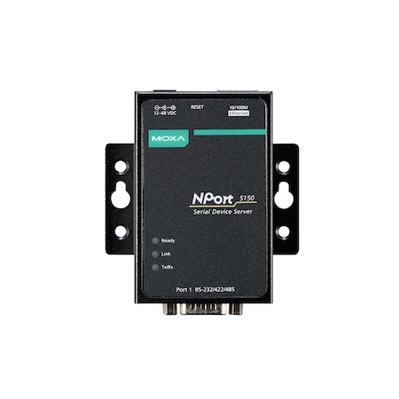 Moxa 1Port Device Server, 10/100M Ethernet, 3 In 1, Db9 Male, 12-48Vdc NPort 5150 w/o adapter